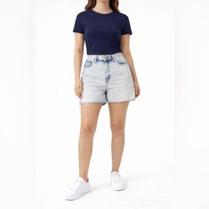 Levi's High-Rise Baggy White/Light Blue Jean Shorts